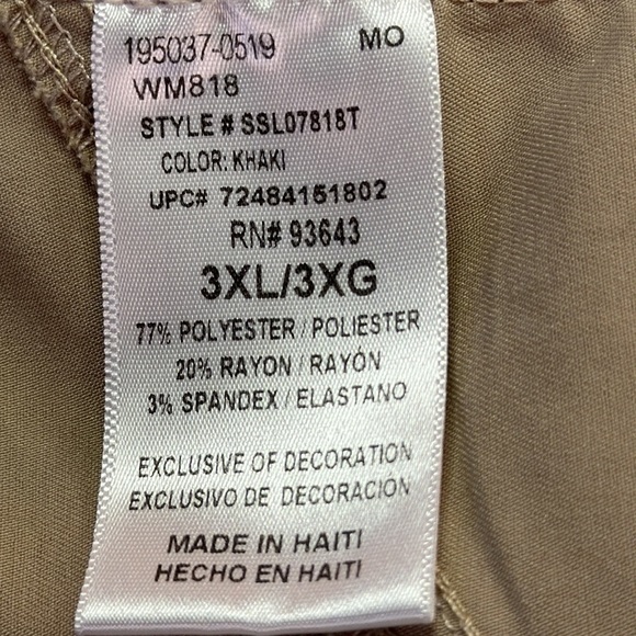 Scrubstar Khaki Womens V-Neck Scrub Top Polyester/Rayon/Spandex Size 3XL - Picture 8 of 8